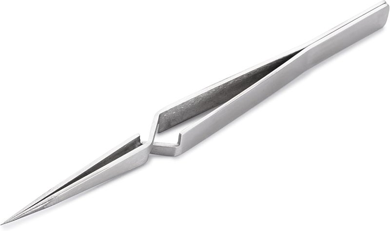 Huron Tweezers, Cross-Lock Straight Fine Point, 4.5" (1/3/10 pc) (1 pc) - Image 1